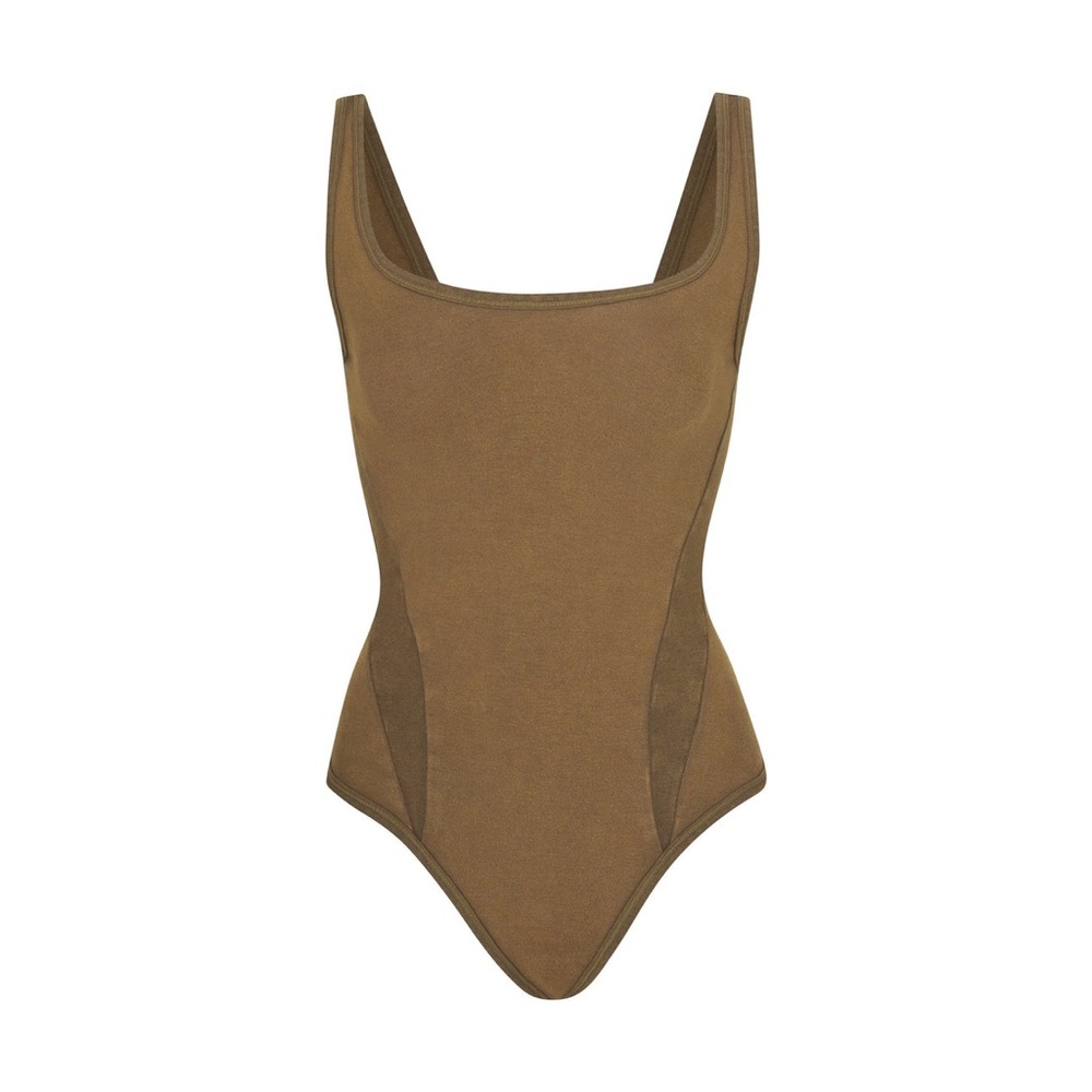 Skims Outdoor Basics Tank Thong Bodysuit Womens Size Sepia xs.